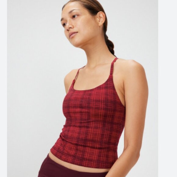 Outdoor Voices Move Free Tank Pomegranate Plaid - Picture 1 of 6
